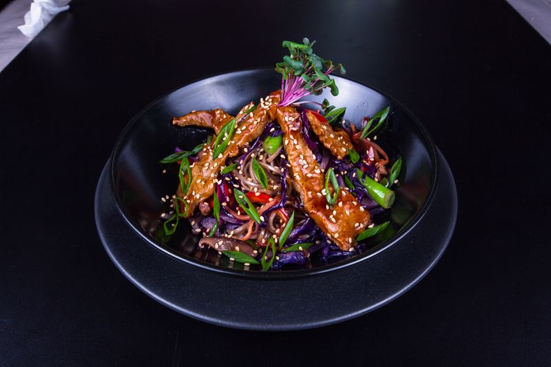 Asian sesame chicken salad with edamame